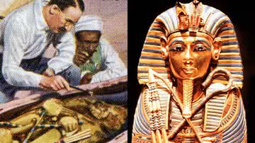 Ilustração sobre a descoberta do túmulo de Tutancâmon e sarcófago do antigo faraó - Getty Images